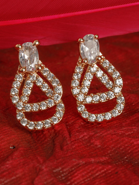 

BARSANO Women Gold-Toned Contemporary Studs Earrings