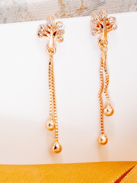 

BARSANO Rose Gold-Plated Contemporary Drop Earrings