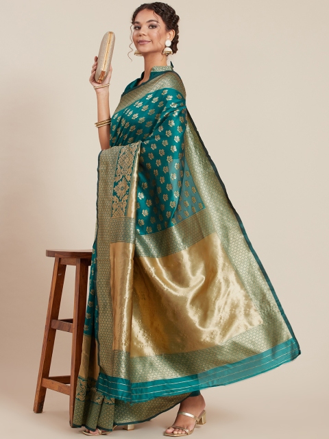 

Tikhi Imli Green Woven Design Silk Blend Banarasi Saree