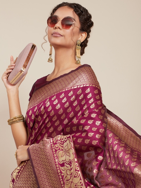

Tikhi Imli Magenta Woven Design Silk Blend Banarasi Saree