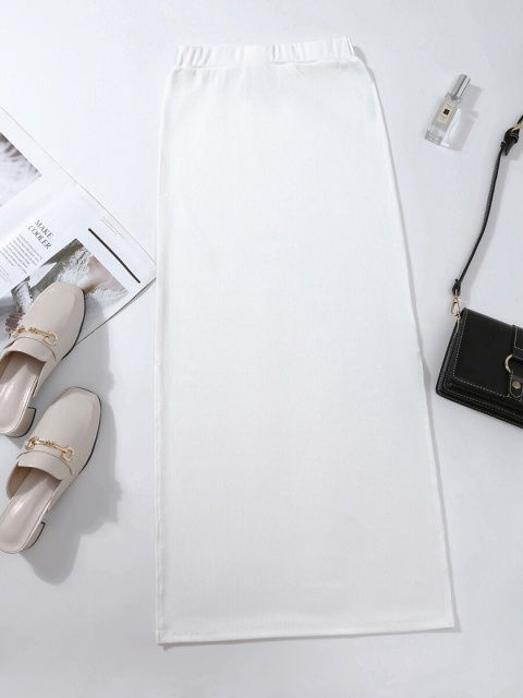 

URBANIC Women White Solid Straight Skirt