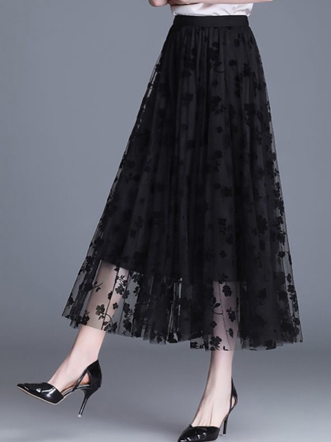 

URBANIC Women Black A-Line Skirt