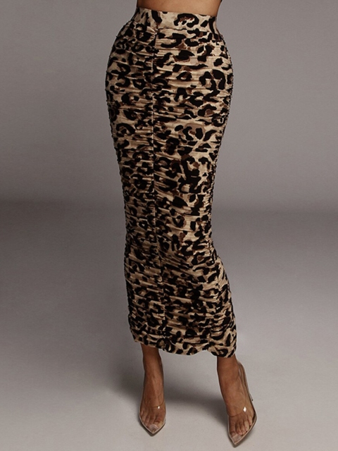 

URBANIC Women Brown Printed Pencil Maxi Skirts