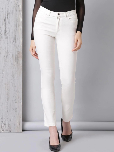 

Lakshita Women Off White Comfort Skinny Fit Low Distress Stretchable Jeans