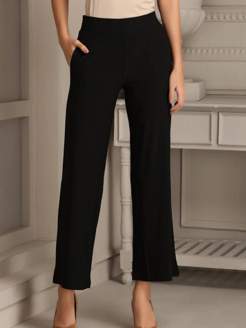 

Lakshita Women Blue Relaxed Straight Fit Chambray Trousers
