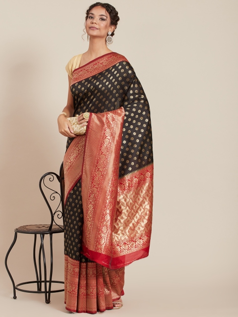 

Tikhi Imli Black & Red Woven Design Silk Blend Banarasi Saree