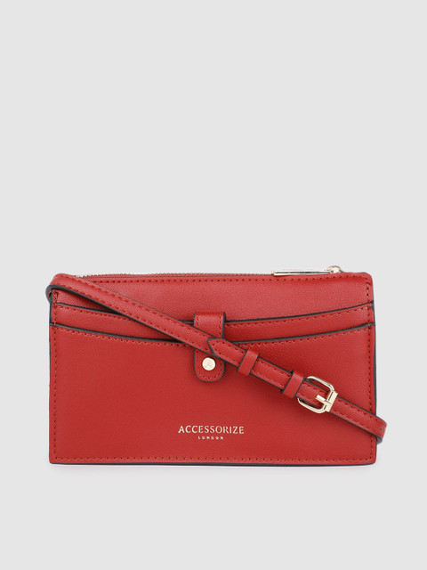 

Accessorize Women Red PU Structured Sling Bag