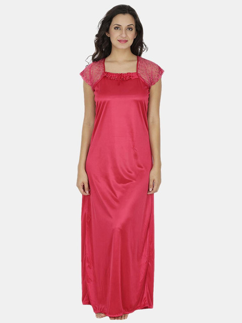 

Klamotten Women Red Satin Maxi Nightdress
