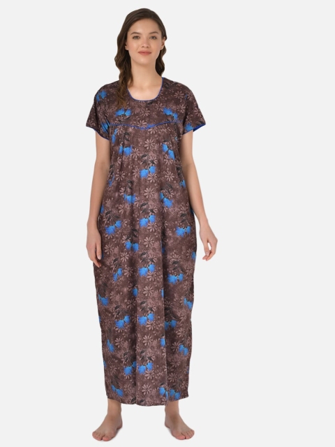 

Klamotten Brown Printed Maxi Nightdress
