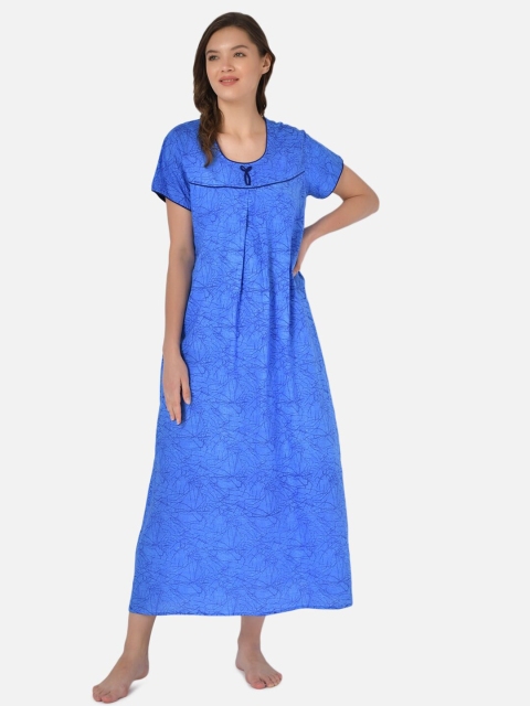 

Klamotten Blue Printed Maxi Nightdress