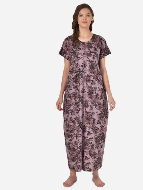 

Klamotten Brown Printed Maxi Nightdress