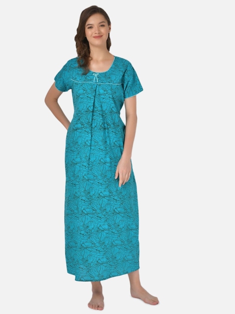 

Klamotten Turquoise Blue Printed Maxi Nightdress