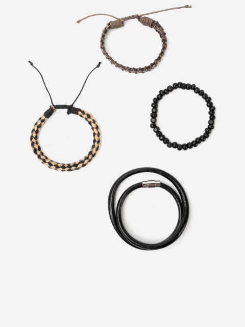 

FRATERNITY Men Set of 4 Black & Brown Bracelets