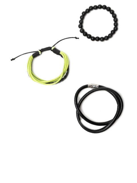 

FRATERNITY Men Set of 3 Black & Green Bracelets