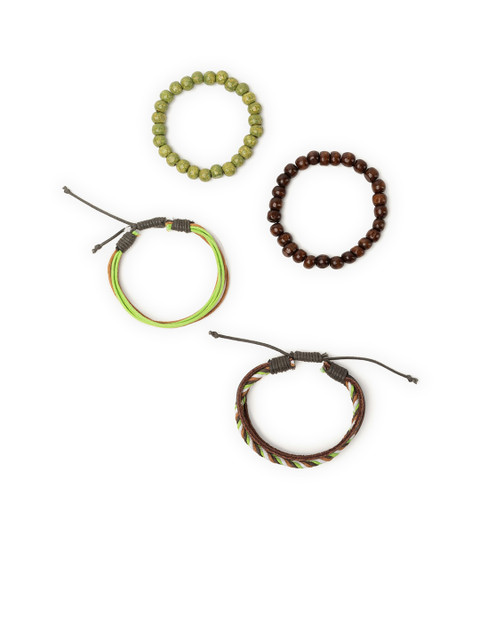

FRATERNITY Men Pack of 4 Green & Brown Bracelet