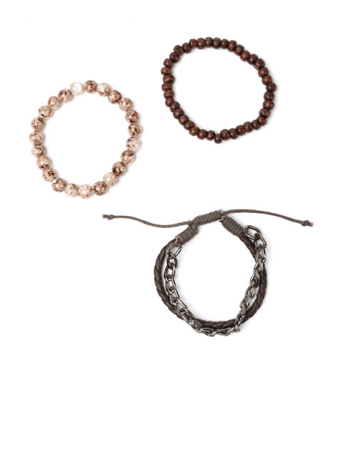 

FRATERNITY Men Set Of 3 Brown & Black Bracelet