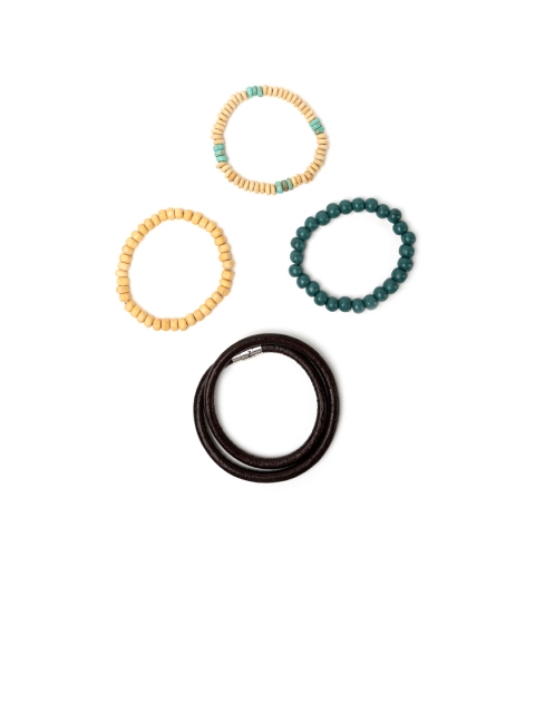 

FRATERNITY Men 4 Beige & Teal Cuff Bracelet