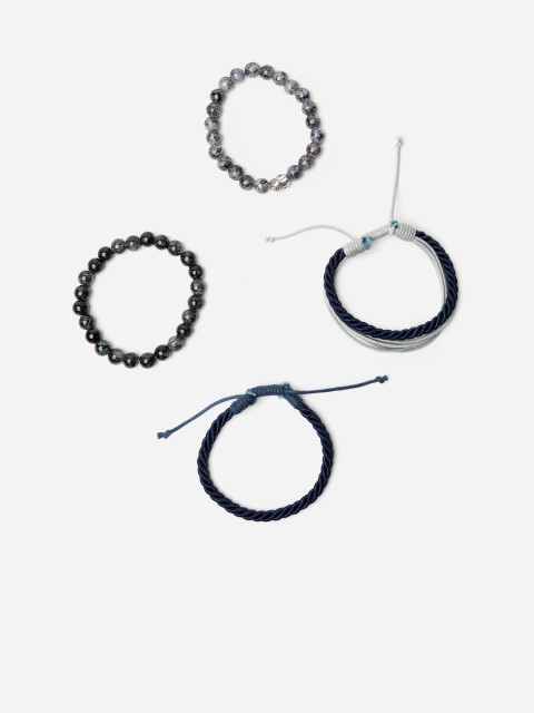 

FRATERNITY Men Pack of 4 Black & Grey Bracelet