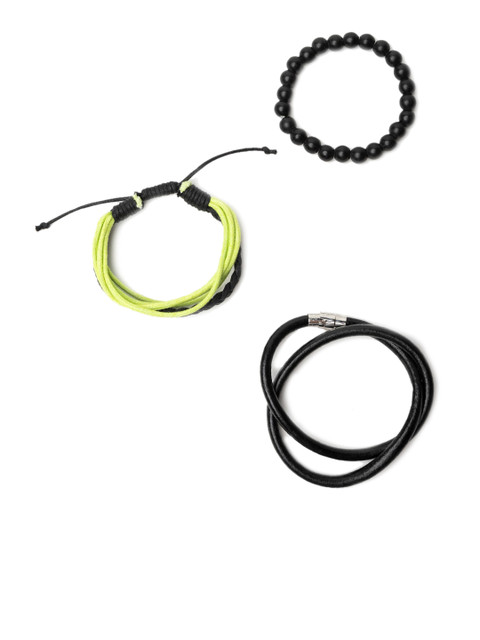 

FRATERNITY Men Set Of 3 Black & Green Bracelets