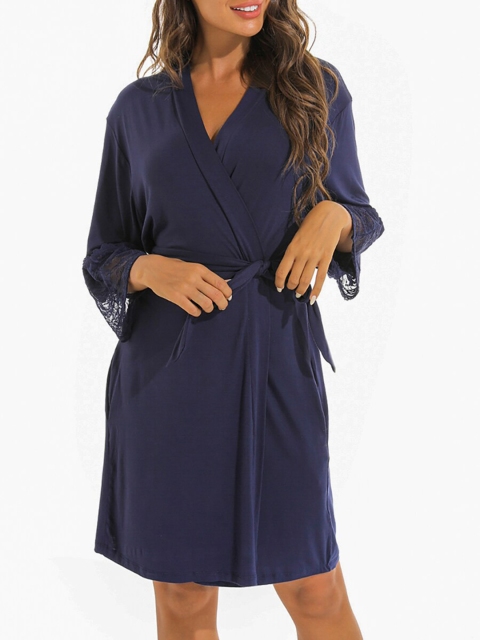 

URBANIC Women Navy Blue Solid Lounge Robe