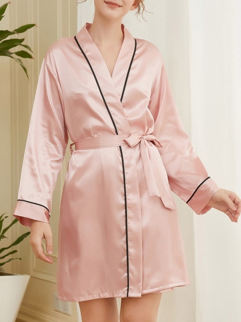 

URBANIC Women Pink Solid Lounge Robe