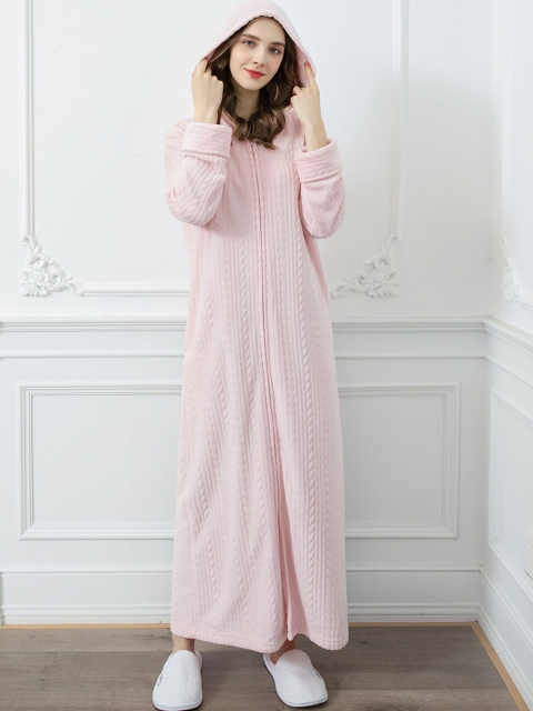 

URBANIC Women Pink Solid Lounge Robe