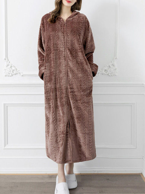 

URBANIC Women Coffee Brown Solid Lounge Robe