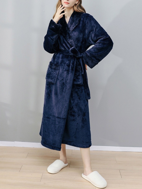

URBANIC Women Navy Blue Solid Lounge Robe