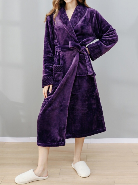 

URBANIC Women Purple Solid Lounge Robe