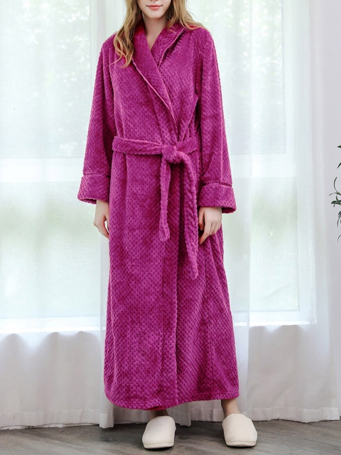 

URBANIC Women Rose-Red Solid Lounge Robe