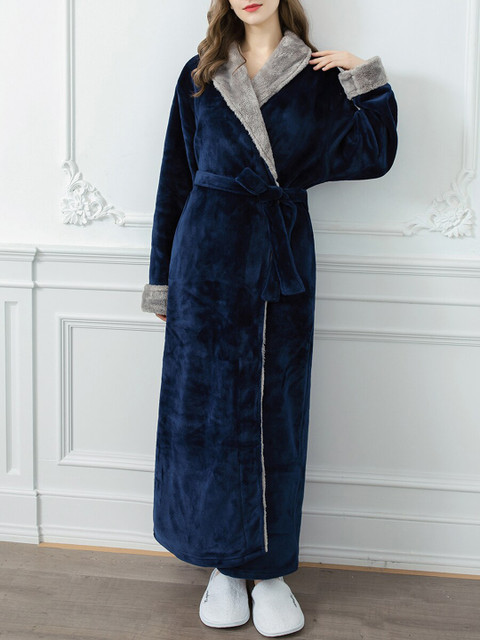 

URBANIC Women Navy Blue Solid Robe