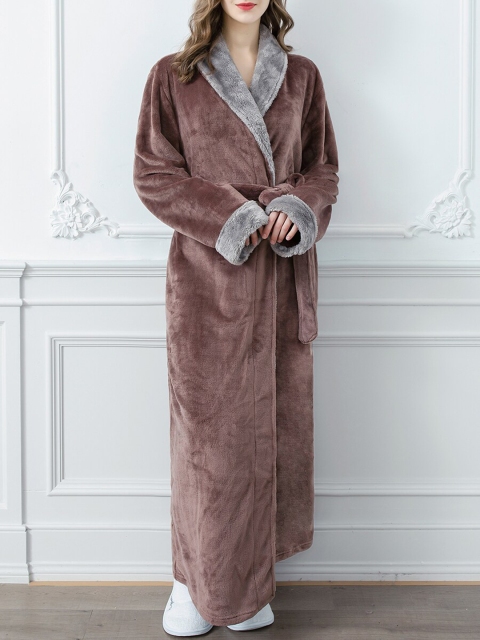 

URBANIC Women Coffee Brown Solid Lounge Robe
