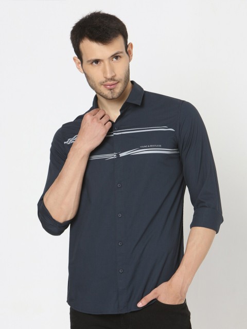 

SPYKAR Men Blue Slim Fit Solid Casual Shirt