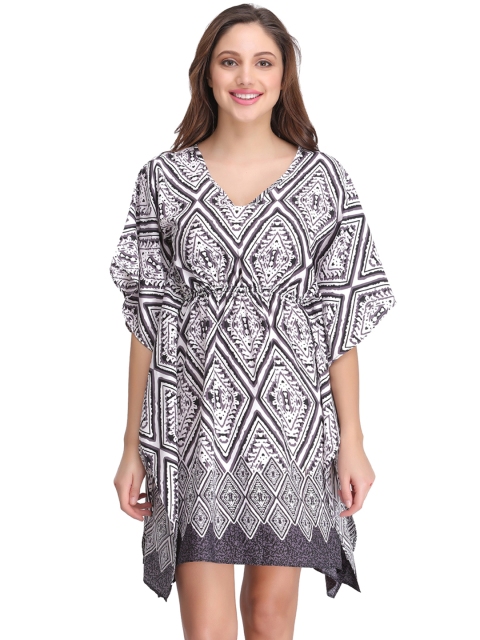 

Clovia White & Grey Printed Kaftan Nightdress NS0836P01XL