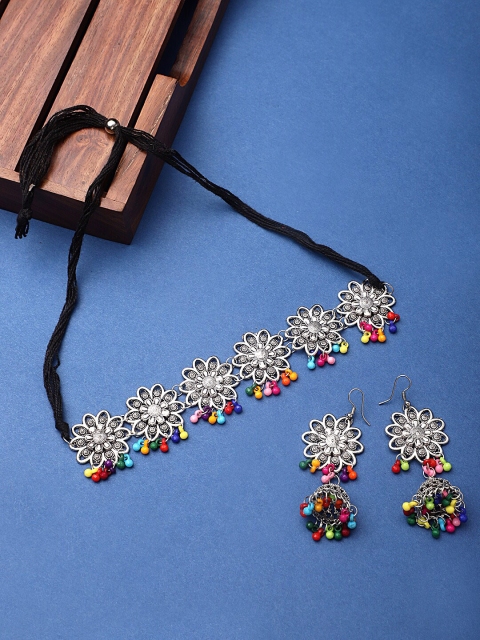 

CARDINAL Silver-Toned Oxidized Beaded Jewellery Set