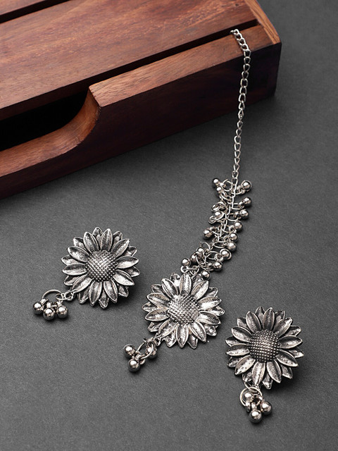 

CARDINAL Silver-Toned Floral Jewellery Set