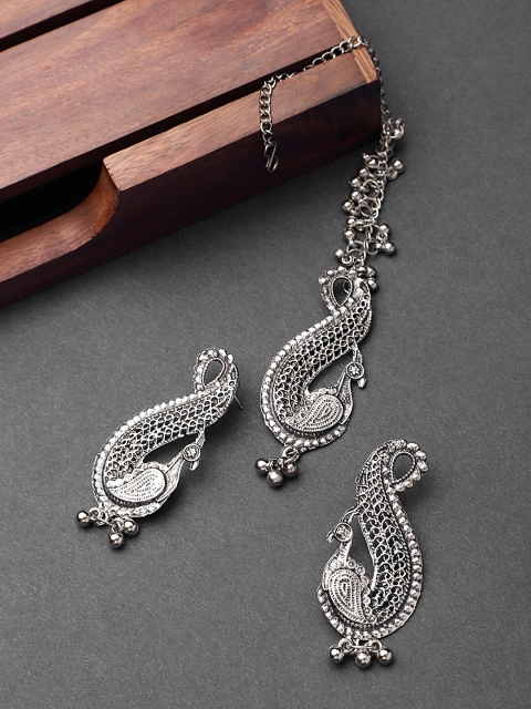 

CARDINAL Oxidised Silver-Toned Design Detailed Jewellery Set