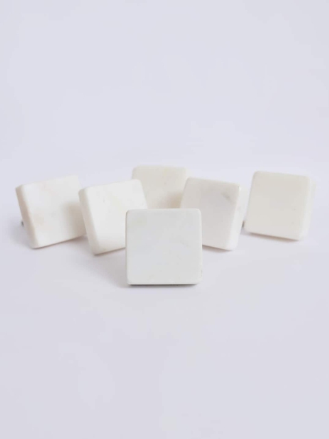 

Home Centre Set of 6 Venice White Square Marble Drawer Knobs