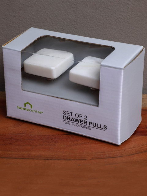 

Home Centre Set Of 2 White Square Ceramic Drawer Knobs