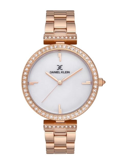 

Daniel Klein Women Pink Dial & Rose Gold Toned Stainless Steel Bracelet Style Straps Analogue Watch
