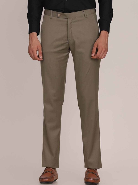 

TAHVO Men Brown Tailored Chinos Trousers