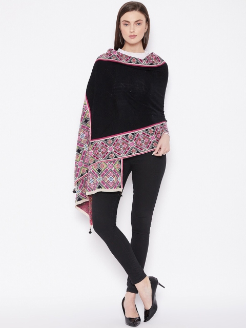 

Knitstudio Women Black Printed Shawl