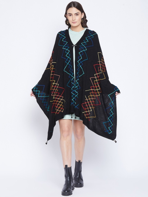 

Knitstudio Women Black & Blue Chevron Knitted Shawl