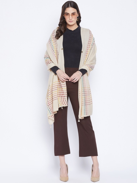 

Knitstudio Women Beige Solid Shawl