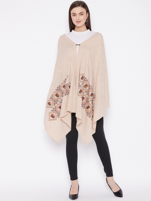 

Knitstudio Women Beige Floral Embroidered Shawl