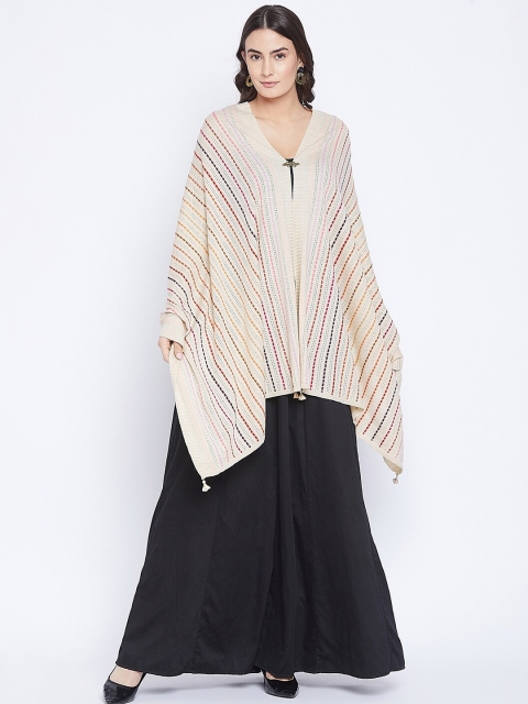 

Knitstudio Women Beige Striped Shawl