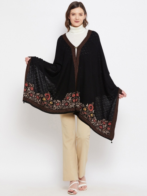 

Knitstudio Women Black & Brown Woven Design Shawl