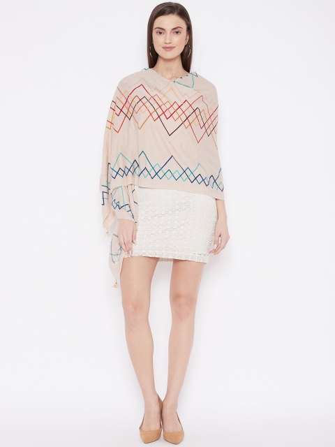 

Knitstudio Women Beige & Red Chevron Knitted Shawl