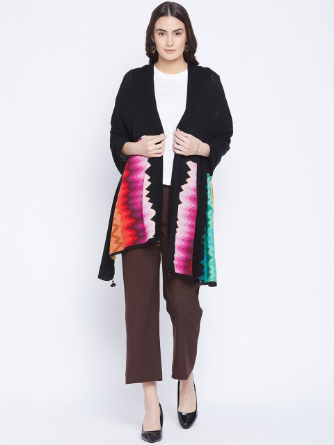 

Knitstudio Women Black Abstract Shawl