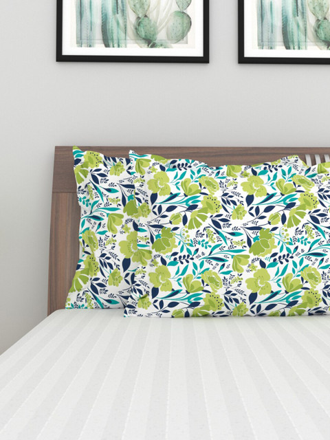 

Home Centre Green Printed Set Of 2 Pillow Covers